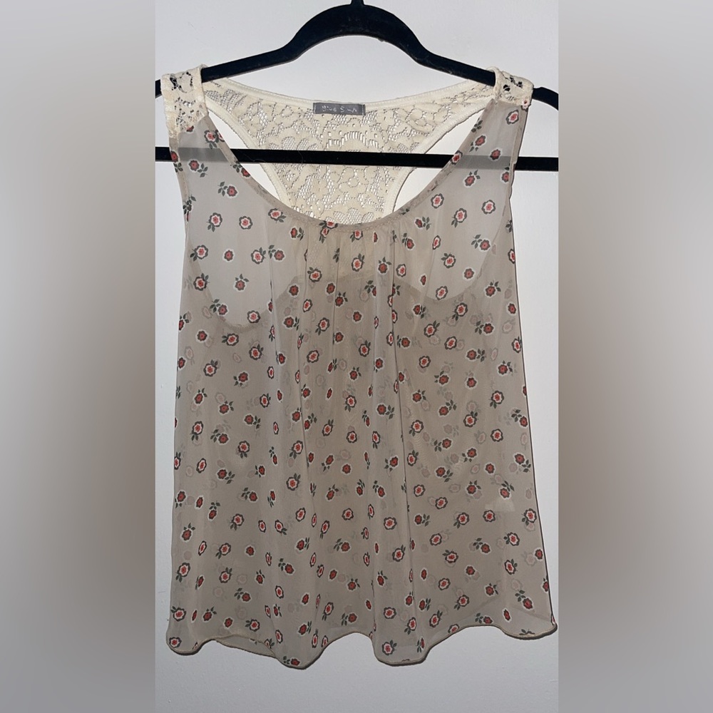 Sheer nude floral top